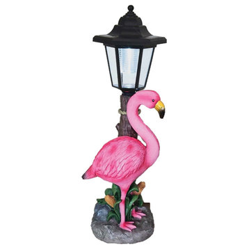 16" Flamingo Solar Light Post