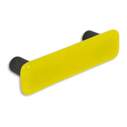 CKP - Art Glass Pull, Canary Yellow, Oil-Rubbed Bronze Base - Cabinet And Drawer Handle Pulls
