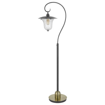 Walcott 1 Light Floor Lamp, Dark Bronze and Antique Brass