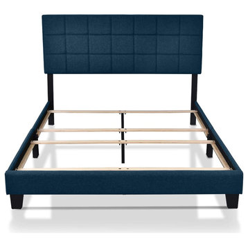 Queen Size Panel Bed Frame with Adjustable High Headboard