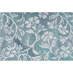 Company C - Camellia Hand-Tufted Indoor/Outdoor Rug, Aqua, 2' X 3' - Intricate space-dyed yarns, hand-spun from a variety of complementing hues, create the gentle watercolor texture of our Camellia flowers in a soft loop pile. Hand-tufted of solution-dyed polyester, this rug is easy to care for; simply clean with water and mild soap. GoodWeave certified.