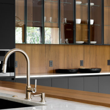 Black White & Wood Modern Kitchen Elegant Dark Hue Warm Tone Designed By Darash