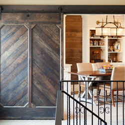 Custom Reclaimed Oak Chevron Barn Door in a Transitional home - Interior Doors