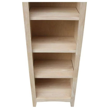 Traditional Bookcase, Shaker Design With Spacious Open Shelves, Natural Finish