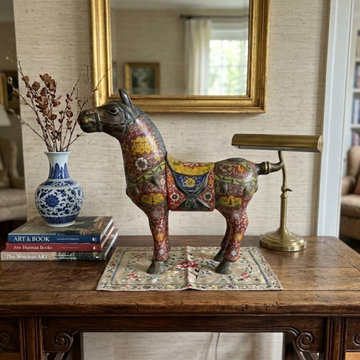 Vintage Oriental Chinese Reddish Maroon Cloisonne Metal Horse Figure ws4936