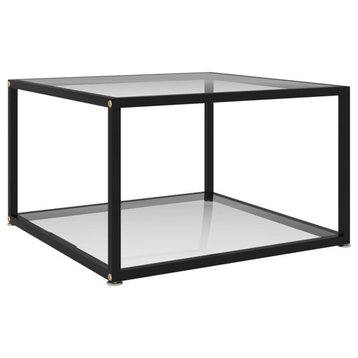 vidaXL Coffee Table Transparent 23.6" Tempered Glass End Accent Hall Table