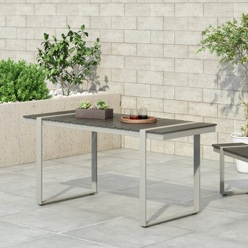 Mora Aluminum Dining Table, Gray/Silver