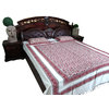 Cotton Tapestry Bedspreads White Maroon Floral Printed Indian Bedding