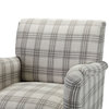 Upholstered Amchair With Plaid Pattern Set of 2, Gray