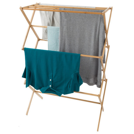 Bamboo Clothes Drying Rack Collapsible and Compact for Indoor/Outdoor Use