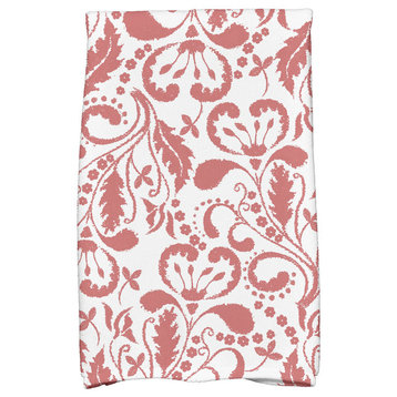 18x30", Aurora Floral Print Hand Towels, Coral