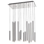 Artcraft - Artcraft Galiano 14 Light 118" Island Light, Satin Aluminum - The Galiano collection chandelier has metal tubular rods with lenses at the bottom to allow the LED light to shine through. Chrome reflective canopy. Height adjustable black wire. 14 lite model shown in Satin Aluminum