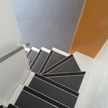 Install Burmatex 440 Sherborne Grey Carpet Tiles to Stairs