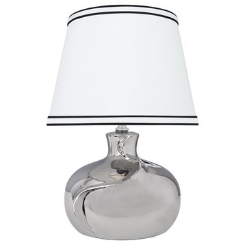 Aspen Creative 40182-21, 14-1/2" High Ceramic Table Lamp, Plated Nickel