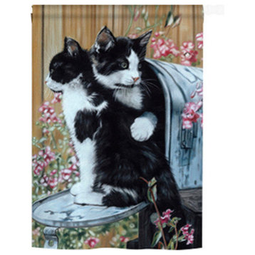 Pets Tuxedo Cat 2-Sided Vertical Impression House Flag