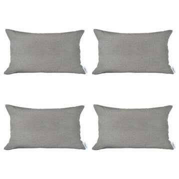 Set of 4 Cream Jacquard Lumbar Pillow Covers