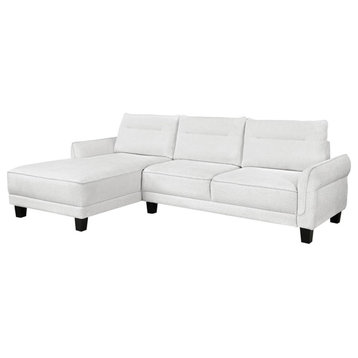 Pemberly Row Modern Fabric Upholstered Curved Arms Sectional Sofa in White