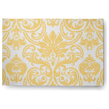 Alexys French Country Chenille Area Rug, Yellow, 4'x6'