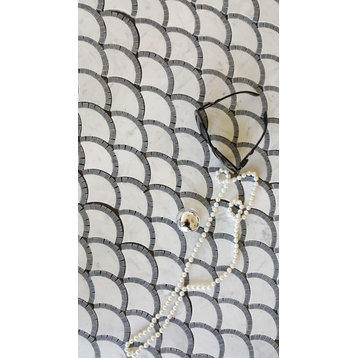 Scaglie Waterjet Mosaic Bianco Carrara and Bardiglio