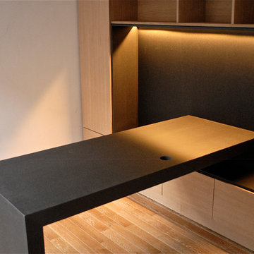 Bureau/Bibliothèque en chêne et MDF noir