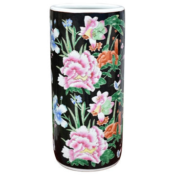 Hand Painted Floral Style Porcelain Umbrella Stand 18"