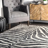 nuLOOM Royal Zebra Striped Animal Prints Contemporary Area Rug, Black, 6'7"x9'