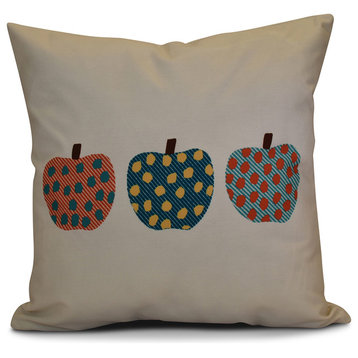3 Little Pumpkins Geometric Print Pillow, Teal, 16"x16"