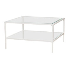 Tipton Square Metal/Glass Open Shelf Cocktail Table, White