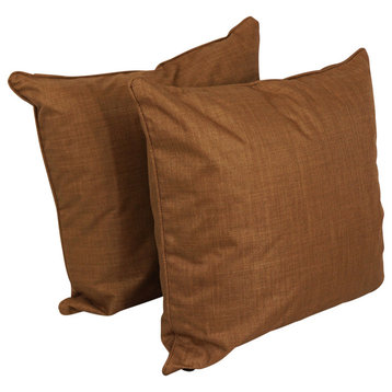 25" Double-Corded Polyester Square Floor Pillows With Inserts, Set of 2, Mocha