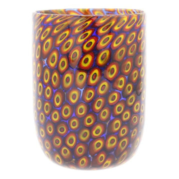 GlassOfVenice Murano Glass Tumbler - Mosaic Red and Yellow
