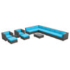 Newport Outdoor Patio Furniture Sofa Sectional, 14-Piece Set, Sea Blue