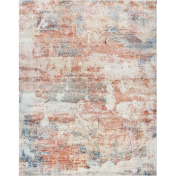Amunra Contemporary Abstract Area Rug, Multi-Color, 5'3"x7'3"