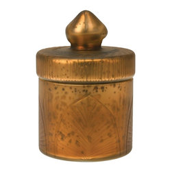Antique Mercury Copper Glass Trinket Box - Decorative Boxes