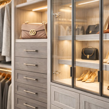 Glass Display Closet Cabinet with Luxury Shoe Storage | Dallas, TX