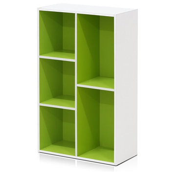 Furinno 11069 5-Cube Reversible Open Shelf, White/Green