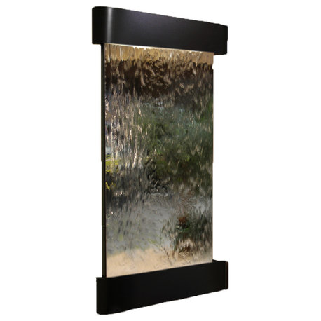 Summit Falls Water Fountain, Silver Mirror, Blackened Copper, Round
