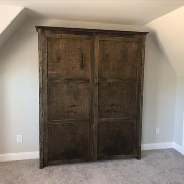 Vertical Queen Size Murphy Bed Cabinet with Walnut Stain Finish