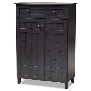 Glidden Dark Grayed 5-Shelf Wood Shoe Storage Cabinet With Drawer