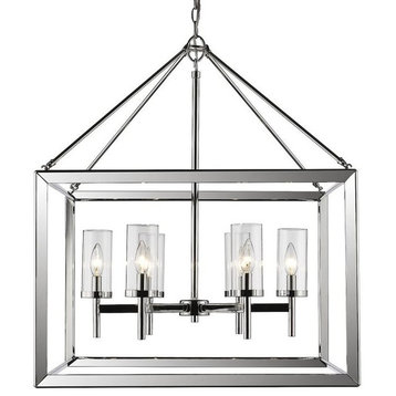 Golden Lighting 2074-6 6 Light 27"W 1 Tier Chandelier From the - Chrome / Clear