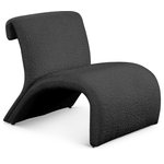 Meridian Furniture - Mulberry Boucle Fabric Upholstered Accent Chair, Black - Give your home a modern makeover with this Mulberry boucle fabric accent chair. Featuring a unique, curved design, this contemporary chair provides ample support to your legs and back, making it a comfortable seat to have in your living quarters. The chair is upholstered in rich black boucle fabric, adding to its level of comfort. The curved seat gives your home an open feel, making it a must-have accent piece for your contemporary home.