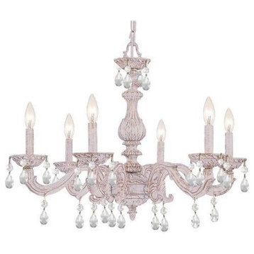 Crystorama Paris Market 6 Light Clear Crystal White Chandelier, Antique White