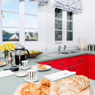 Mid-sized eclectic kitchen pantry designs - Example of a mid-sized eclectic light wood floor kitchen pantry design in Cornwall