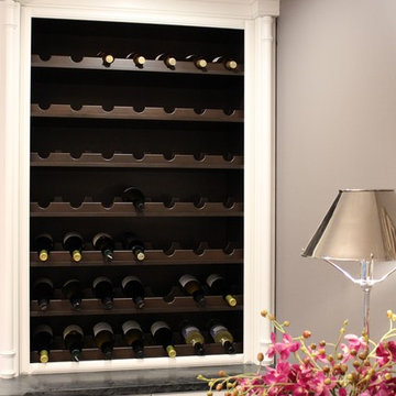 Luxurious Transitional Custom Wine Bar w/White Cabinetry & Soapstone Countertop