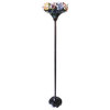 AZALEA Tiffany-Style Floral Stained Glass Torchiere Floor Lamp, 67"