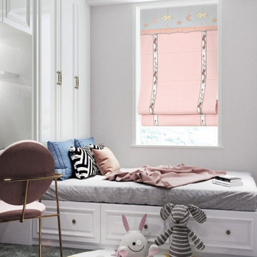 QYBHF743 High Quality Chenille Pink Custom Made Roman Blinds For Home Decoration