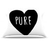 Leah Flores "Pure Heart" Black White Pillow Case, Standard, 30"x20"