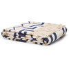 Harry Cotton Throw Blanket With Fringe, Blue and White, 50"x70"