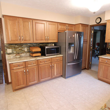 Refaced Lower Existing Cabinets, New Upper Wall Cabinets and Glass Backsplash
