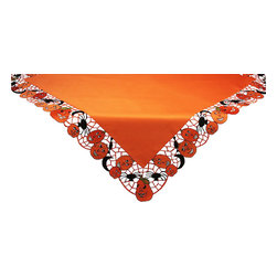 Xia Home Fashions - Happy Jack, O, Lanterns Embroidered Cutwork 34"x34" Table Topper - Tablecloths