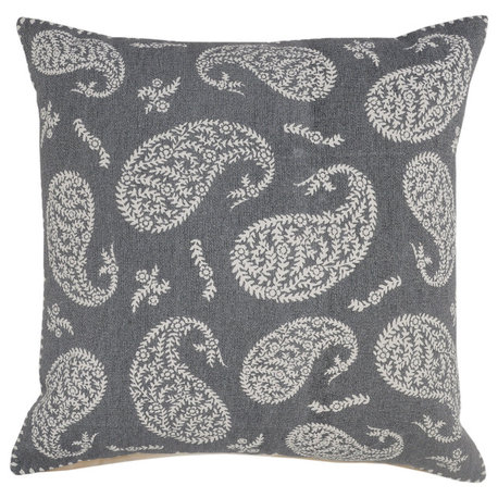 Casual Gray Paisley Throw Pillow